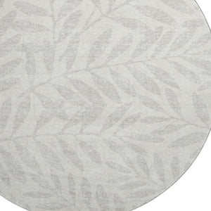 HomeRoots 8' Ivory and Beige Floral Round Rug - Washable, UV Protected, Perfect for Family Rooms & Play Areas! 671459
