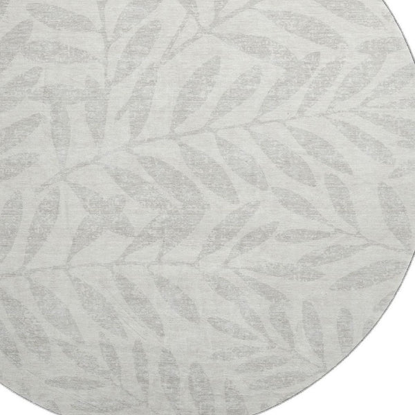 HomeRoots 8' Ivory and Beige Floral Round Rug - Washable, UV Protected, Perfect for Family Rooms & Play Areas! 671459