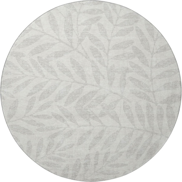 HomeRoots 8' Ivory and Beige Floral Round Rug - Washable, UV Protected, Perfect for Family Rooms & Play Areas! 671459