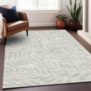 HomeRoots 9' X 12' Elegant Ivory and Beige Floral Area Rug - Washable, UV Protected, Stain Resistant Design! 671461