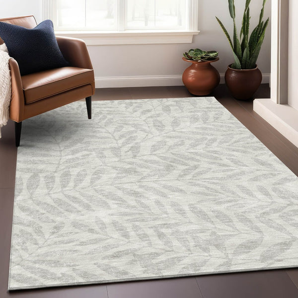 HomeRoots 9' X 12' Elegant Ivory and Beige Floral Area Rug - Washable, UV Protected, Stain Resistant Design! 671461