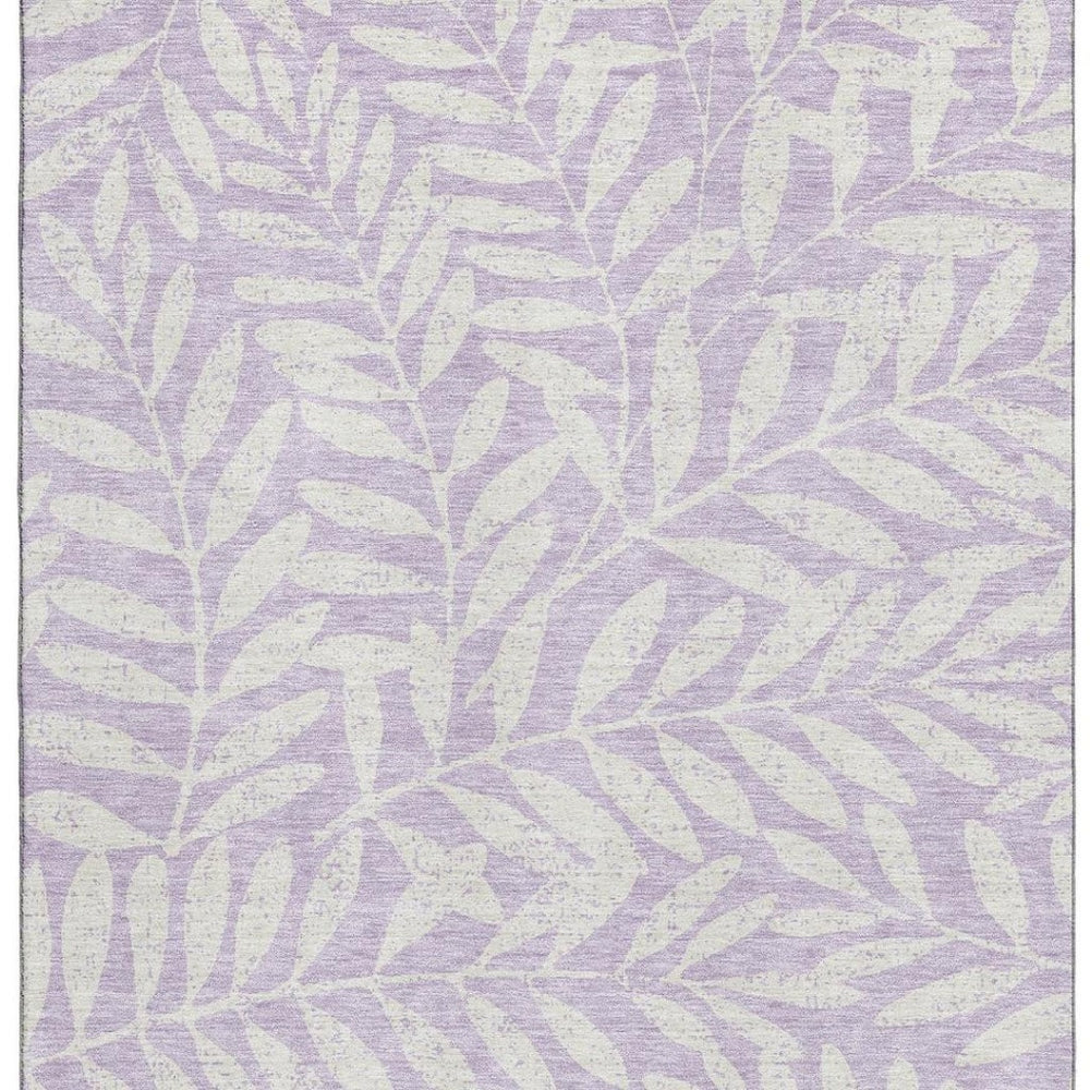 HomeRoots 5' X 8' Lavender And Ivory Floral Area Rug – Soft, Stain-Resistant, UV-Protected for Modern Homes 671464