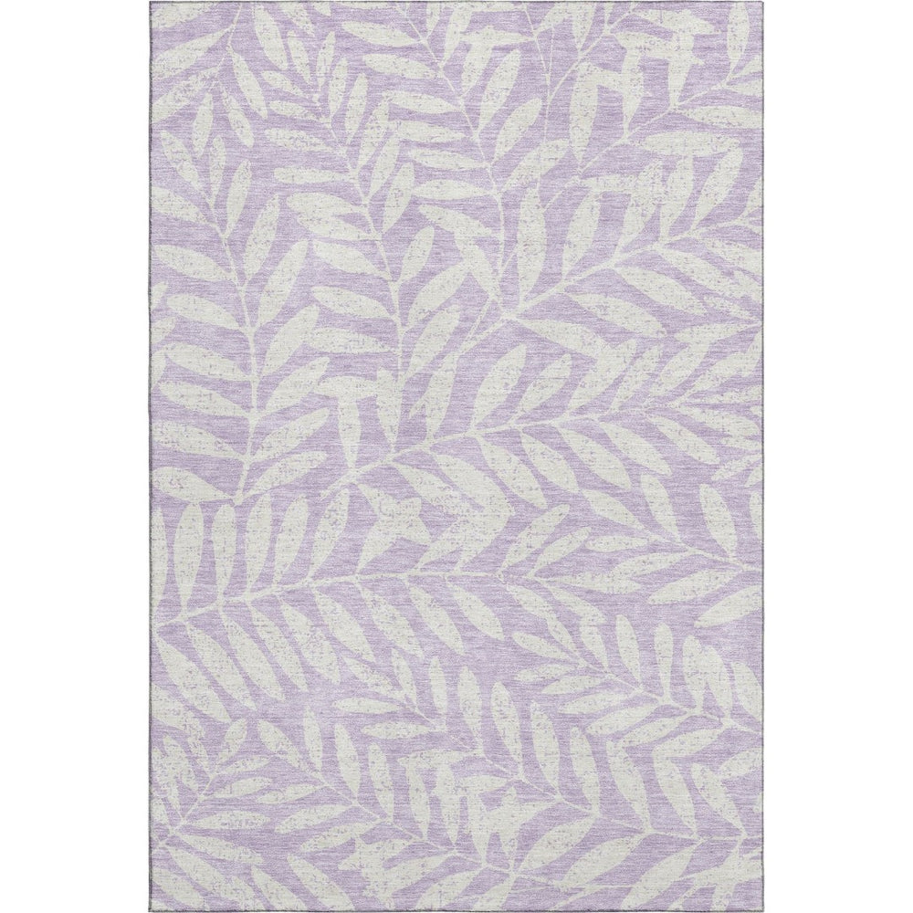 HomeRoots 8' X 10' Elegant Lavender & Ivory Floral Area Rug - Washable, Stain-Resistant, UV Protected Design 671466