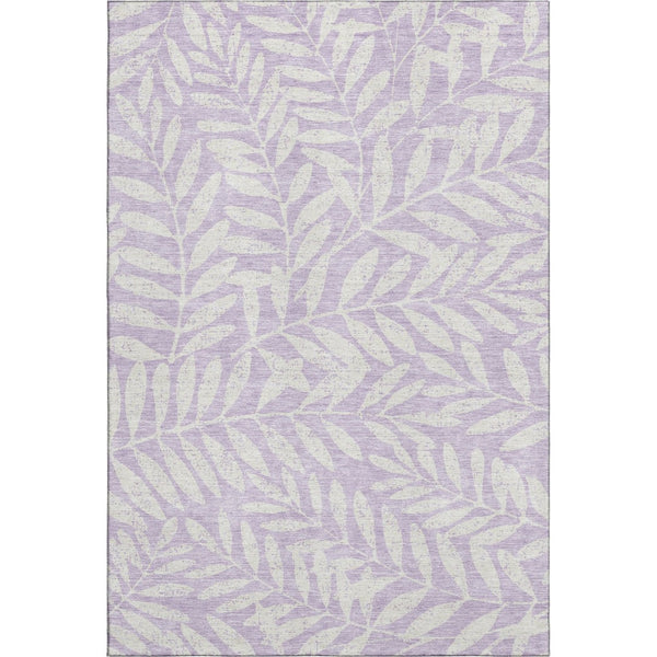 HomeRoots 8' X 10' Elegant Lavender & Ivory Floral Area Rug - Washable, Stain-Resistant, UV Protected Design 671466