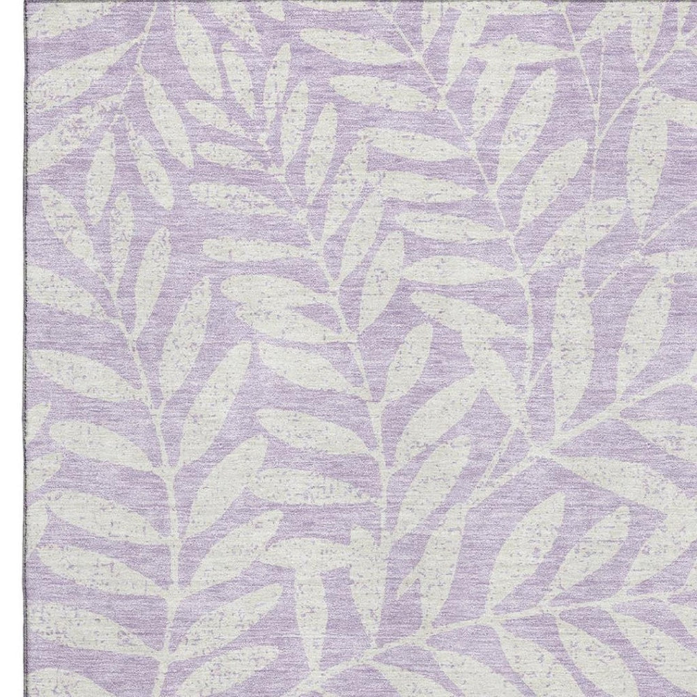 HomeRoots 8' X 10' Elegant Lavender & Ivory Floral Area Rug - Washable, Stain-Resistant, UV Protected Design 671466