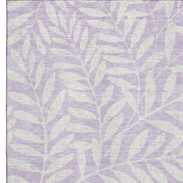 HomeRoots 8' X 10' Elegant Lavender & Ivory Floral Area Rug - Washable, Stain-Resistant, UV Protected Design 671466