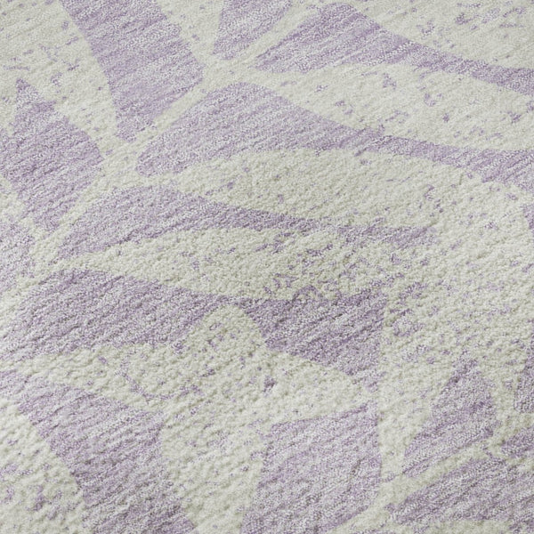 HomeRoots 9' X 12' Elegant Lavender & Ivory Floral Area Rug - Washable, UV Protected, Perfect for Busy Homes 671467