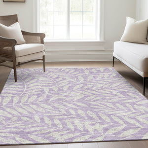 HomeRoots 10' X 14' Lavender Floral Area Rug - Washable, UV-Protected, Durable for Family Homes & Pets 671468