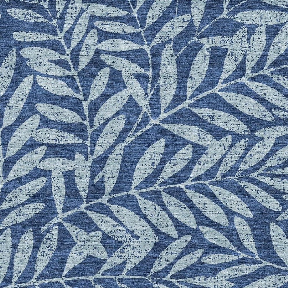 HomeRoots 5' X 8' Floral Area Rug in Navy & Sky Blue - Washable, UV Protected, Stain Resistant for High Traffic Areas 671470