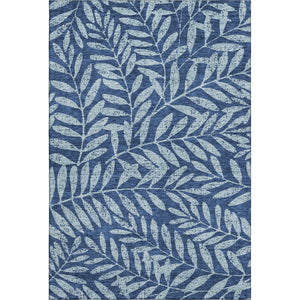HomeRoots 8' X 10' Navy and Sky Blue Floral Washable Area Rug - Durable, UV-Protected Elegance for Homes 671472