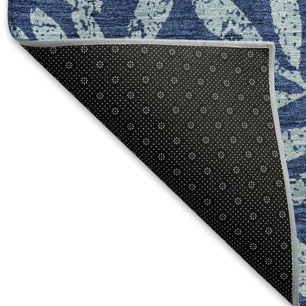 HomeRoots 8' X 10' Navy and Sky Blue Floral Washable Area Rug - Durable, UV-Protected Elegance for Homes 671472