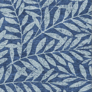 HomeRoots 8' X 10' Navy and Sky Blue Floral Washable Area Rug - Durable, UV-Protected Elegance for Homes 671472