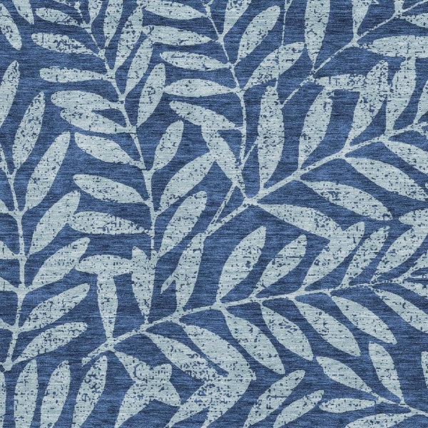 HomeRoots 9' X 12' Navy & Sky Blue Floral Area Rug - Washable, UV Protected, Stain-Resistant for Busy Homes 671473