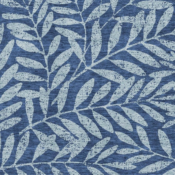 HomeRoots 10' X 14' Navy Blue & Sky Blue Floral Area Rug - Durable, Washable, UV Protected for Busy Homes 671474