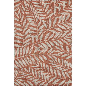 HomeRoots 5' X 8' Durable Rust and Beige Floral Area Rug with UV Protection for Family Spaces and Easy Care 671476