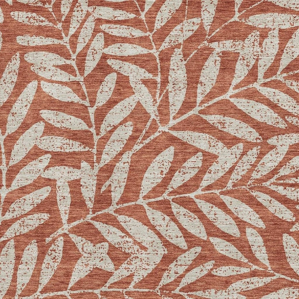 HomeRoots 5' X 8' Durable Rust and Beige Floral Area Rug with UV Protection for Family Spaces and Easy Care 671476