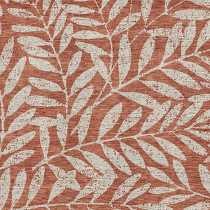 HomeRoots 5' X 8' Durable Rust and Beige Floral Area Rug with UV Protection for Family Spaces and Easy Care 671476