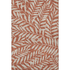 HomeRoots 5' X 8' Durable Rust and Beige Floral Area Rug with UV Protection for Family Spaces and Easy Care 671476