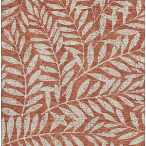 HomeRoots 9' X 12' Elegant Rust and Beige Floral Area Rug – Washable, UV Protected, Kid & Pet Friendly Design 671479