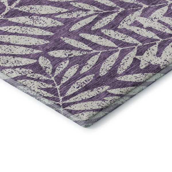 HomeRoots 5' X 8' Purple And Ivory Floral Area Rug - Washable, UV-Protected, Durable for Everyday Elegance 671482