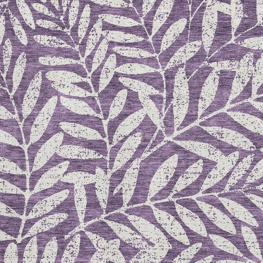 HomeRoots 5' X 8' Purple And Ivory Floral Area Rug - Washable, UV-Protected, Durable for Everyday Elegance 671482