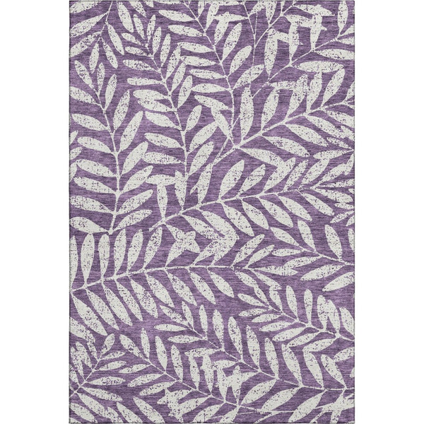HomeRoots 8' X 10' Floral Area Rug in Purple & Ivory - Washable, Durable, UV-Protected for Any Room Style! 671484