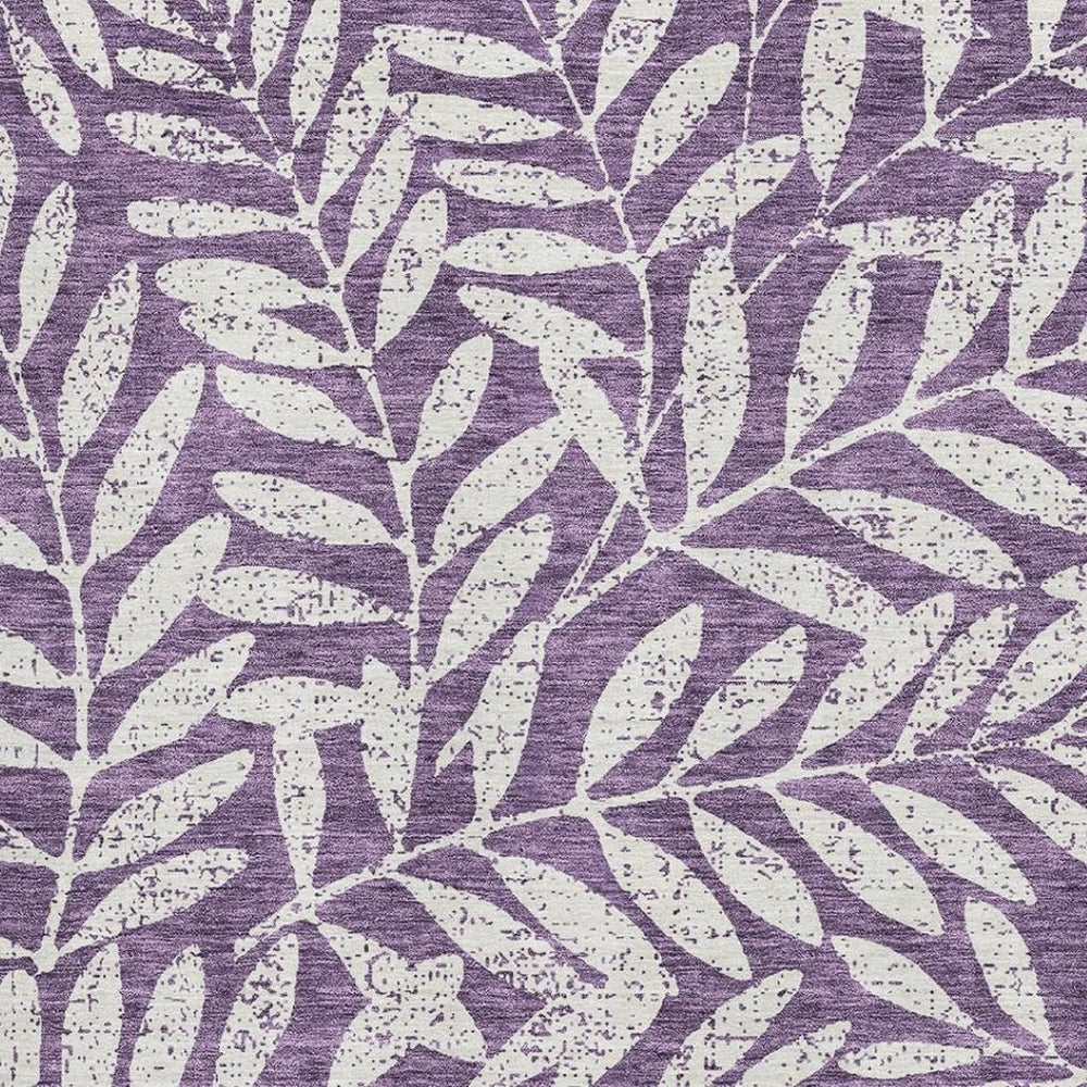 HomeRoots 9' X 12' Purple & Ivory Floral Area Rug - Washable, UV Protected, Stain-Resistant for Busy Homes! 671485