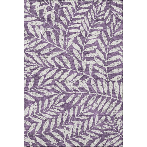 HomeRoots 9' X 12' Purple & Ivory Floral Area Rug - Washable, UV Protected, Stain-Resistant for Busy Homes! 671485