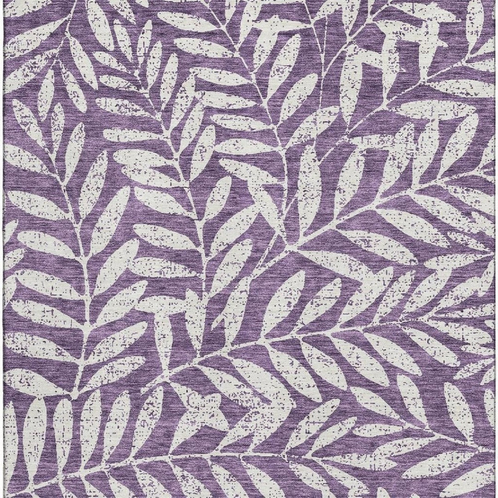 HomeRoots 10' X 14' Stunning Purple and Ivory Floral Area Rug – Washable, UV-Protected, Stain-Resistant Beauty! 671486