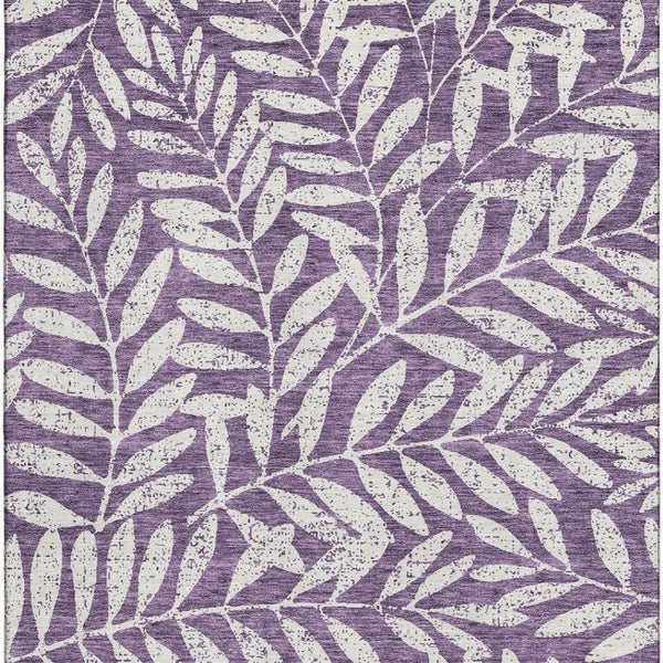 HomeRoots 10' X 14' Stunning Purple and Ivory Floral Area Rug – Washable, UV-Protected, Stain-Resistant Beauty! 671486