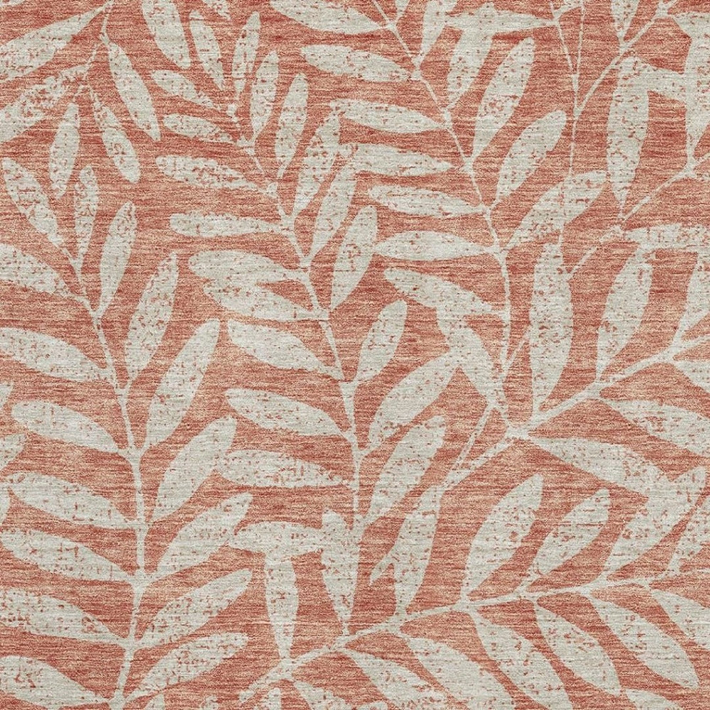 HomeRoots 8' X 10' Salmon and Beige Floral Area Rug - Durable, Stain-Resistant, UV-Protected for Home Décor 671490