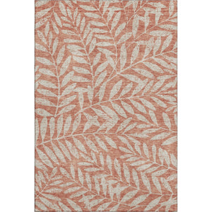 HomeRoots 9' X 12' Floral Salmon & Beige Area Rug - Washable, UV Protected, Stain Resistant for Homes with Kids 671491
