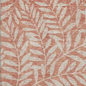HomeRoots 9' X 12' Floral Salmon & Beige Area Rug - Washable, UV Protected, Stain Resistant for Homes with Kids 671491