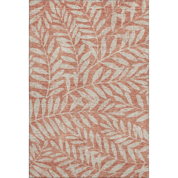 HomeRoots 10' Salmon & Beige Floral Washable Area Rug – Durable, UV Protected, Stain Resistant for Any Home 671492