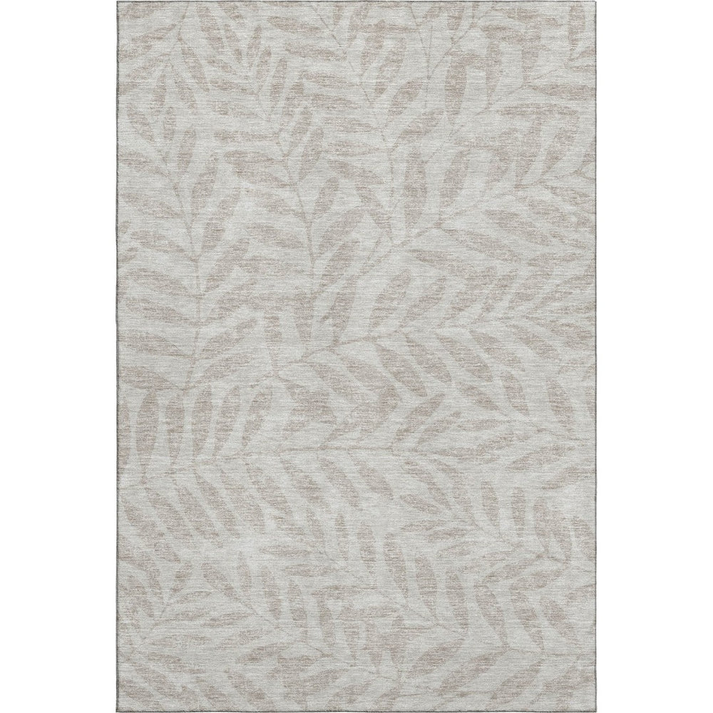 HomeRoots 5' X 8' Elegant Taupe & Beige Floral Area Rug – Washable, UV-Protected, Perfect for Busy Homes! 671494