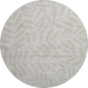 HomeRoots 8' Elegant Floral Washable Round Rug in Taupe & Beige - UV Protected, Durable & Easy Care Design 671495