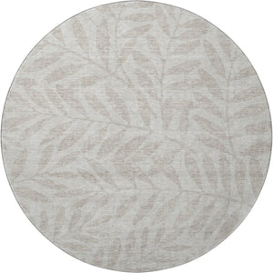 HomeRoots 8' Elegant Floral Washable Round Rug in Taupe & Beige - UV Protected, Durable & Easy Care Design 671495