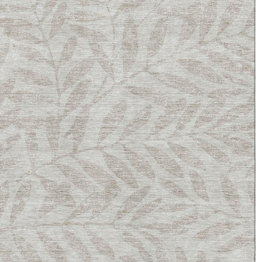 HomeRoots 9' X 12' Floral Washable Area Rug – Taupe & Beige with UV Protection for High-Traffic Spaces 671497
