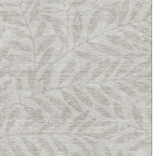 HomeRoots 9' X 12' Floral Washable Area Rug – Taupe & Beige with UV Protection for High-Traffic Spaces 671497