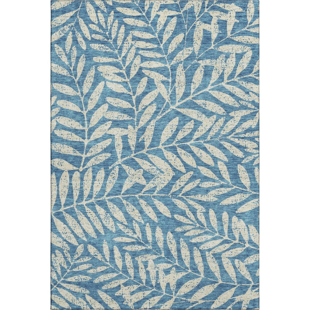 HomeRoots 5' X 8' Teal & Beige Floral Area Rug - Washable, UV-Protected, Perfect for Busy Homes & Kids! 671500