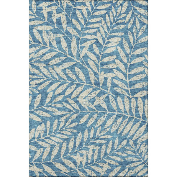 HomeRoots 8' X 10' Washable Teal and Beige Floral Area Rug with UV Protection for Stylish, Low-Maintenance Living 671502