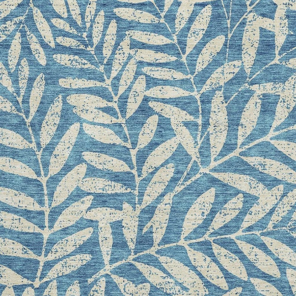 HomeRoots 9' X 12' Teal and Beige Floral Washable Area Rug with UV Protection, Perfect for Busy Homes! 671503