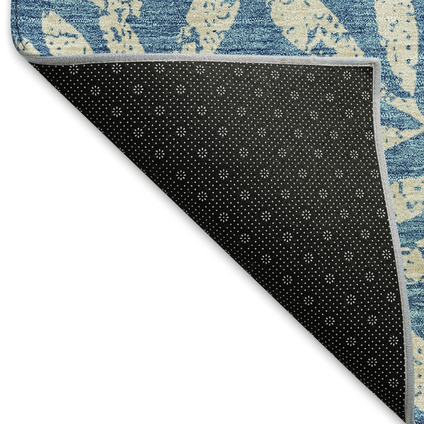 HomeRoots 10' X 14' Teal and Beige Floral Area Rug - Washable, Durable, UV-Protected for High-Traffic Spaces 671504