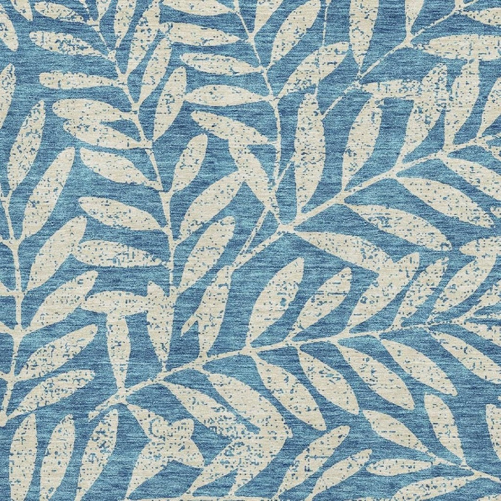 HomeRoots 10' X 14' Teal and Beige Floral Area Rug - Washable, Durable, UV-Protected for High-Traffic Spaces 671504