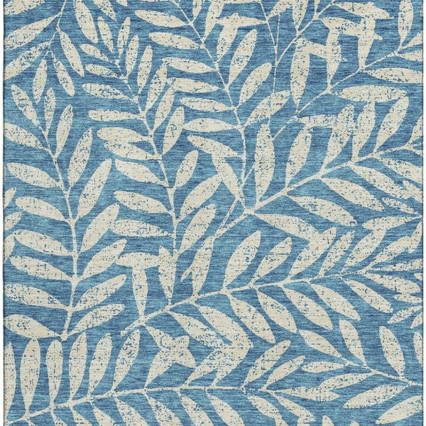 HomeRoots 10' X 14' Teal and Beige Floral Area Rug - Washable, Durable, UV-Protected for High-Traffic Spaces 671504
