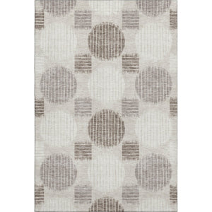 HomeRoots 8' X 10' Washable Geometric Area Rug in Beige, Ivory & Taupe - UV Resistant, Stain Proof & Soft! 671508