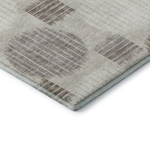 HomeRoots 8' X 10' Washable Geometric Area Rug in Beige, Ivory & Taupe - UV Resistant, Stain Proof & Soft! 671508