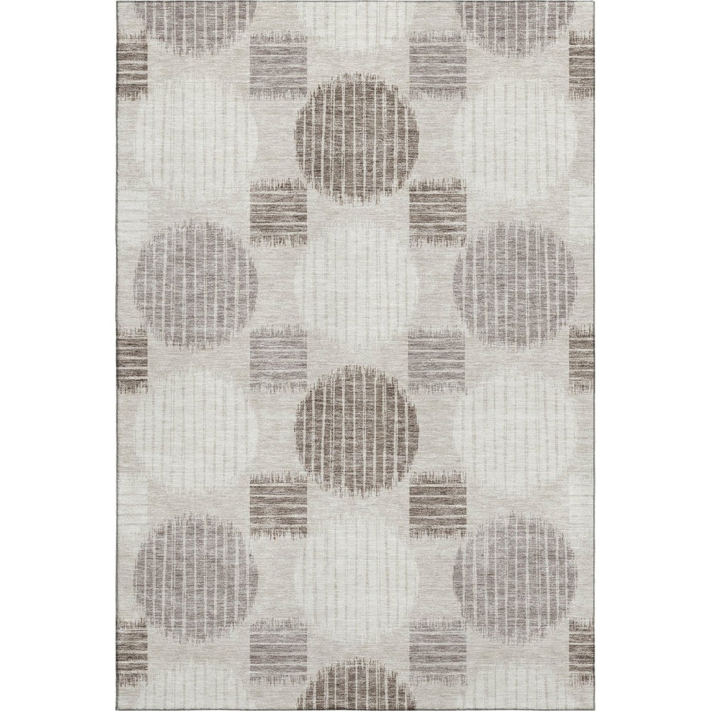 HomeRoots 10' Geometric Area Rug in Beige, Ivory & Taupe – Durable, Washable, UV-Protected for Modern Spaces 671510