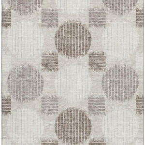 HomeRoots 10' Geometric Area Rug in Beige, Ivory & Taupe – Durable, Washable, UV-Protected for Modern Spaces 671510