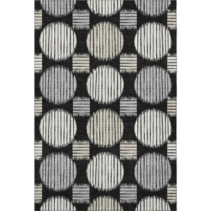 HomeRoots 5' X 8' Stylish Black and Ivory Geometric Area Rug with UV Protection - Washable & Durable Design 671512